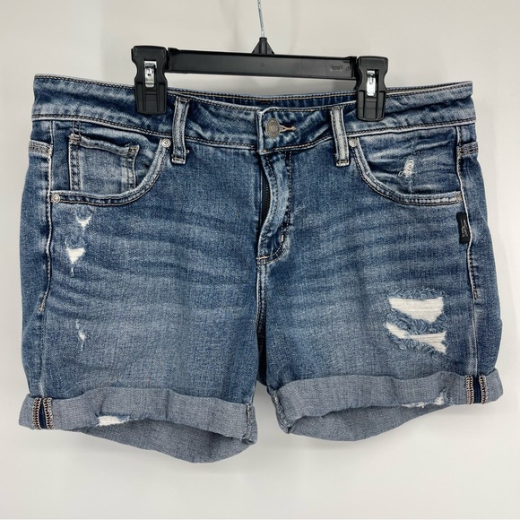 Silver Jeans Boyfriend Jean Shorts Curvy Chic Effortless Americana Backyard BBQ - Picture 11 of 11